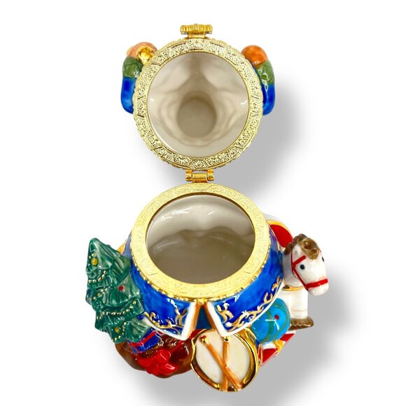 Porcelain Nutcracker Trinket Box Christmas Collector Figurine - Picture 8 of 10